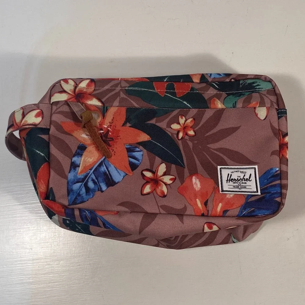 Herschel Multi-Color Floral Print Canvas Toiletry / Travel Bag / New